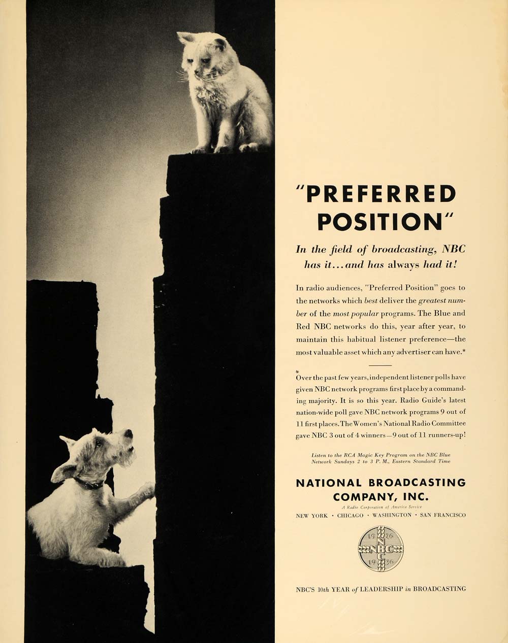 1936 Ad NBC Radio Magic Key Network Broadcasting Cat - ORIGINAL ADVERTISING F6A