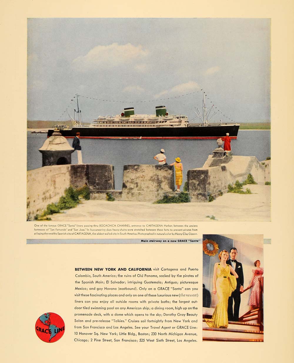 1935 Ad Grace Santa Cruise Line Ship Henry Clay Gipson - ORIGINAL F6A