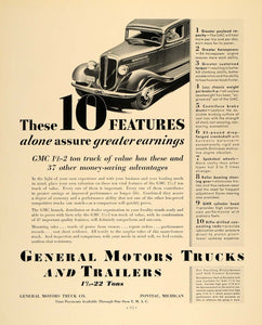 1935 Ad General Motors Trucks Trailers GMC Pontiac Mich - ORIGINAL F6A