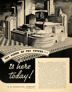 1935 Ad H.H. Robertson Steel Floor Architecture Airport - ORIGINAL F6A