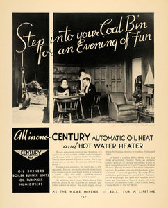 1935 Ad Century Boiler Burner Oil Coal Bin Younker Bro. - ORIGINAL F6A