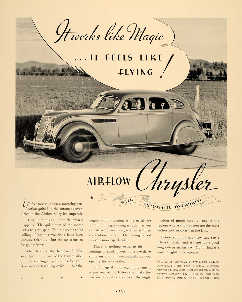 1935 Ad Chrysler Airflow Imperial 8 DeLuxe Airstream - ORIGINAL ADVERTISING F6A