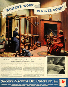 1936 Ad Socony-Vacuum Mobil Gas Oil Textile Mills Women - ORIGINAL F6A