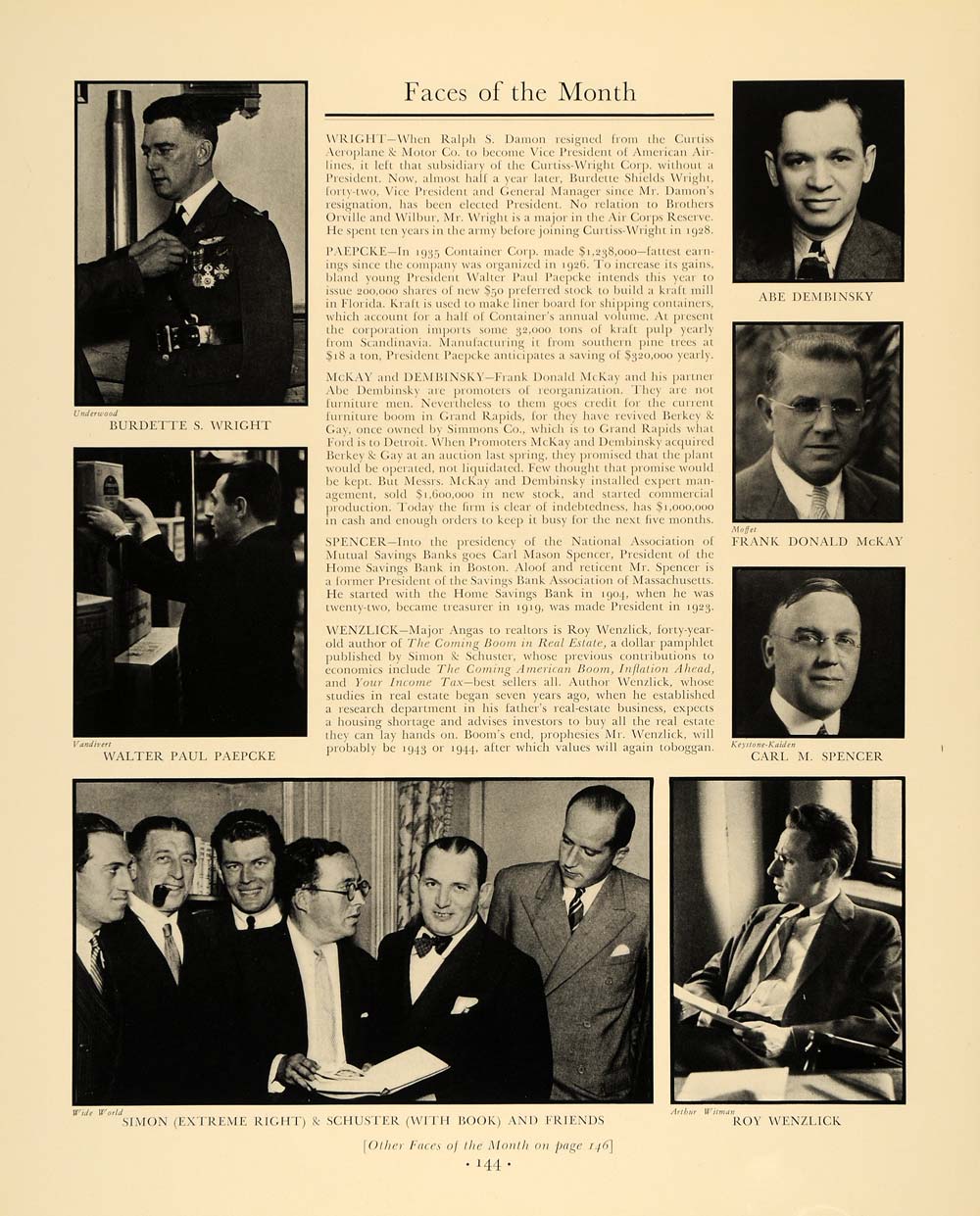 1936 Ad Faces Of The Month Fortune Magazine Dembinsky - ORIGINAL HISTORIC F6A