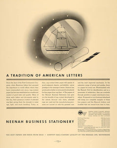 1936 Ad Neenah Business Stationery Paper Manufacturers - ORIGINAL F6A