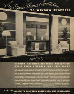 1935 Ad Macy Window Shopper Masonite Temper Presdwood - ORIGINAL ADVERTISING F6A