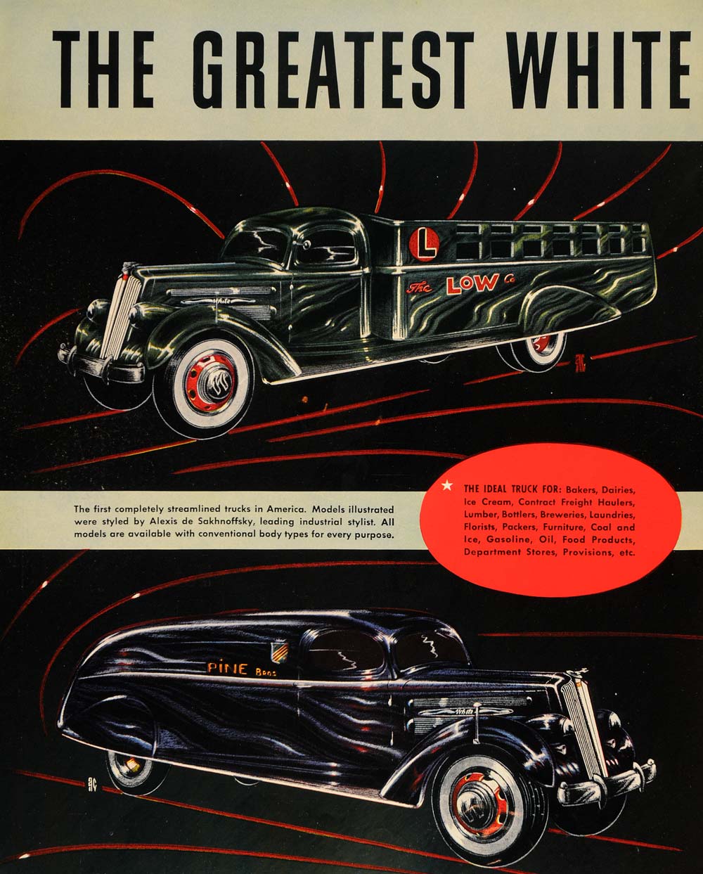 1935 Ad White Trucks Alexis De Sakhnoffsky Vehicle - ORIGINAL ADVERTISING F6A
