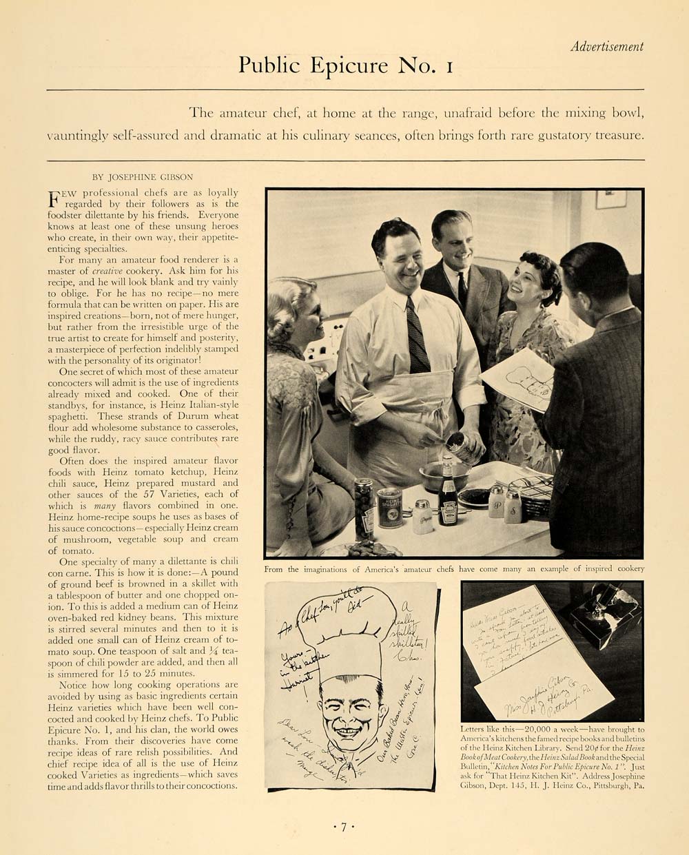 1935 Ad Heinz Food Kitchen Products Tomato Ketchup Chef - ORIGINAL F6A