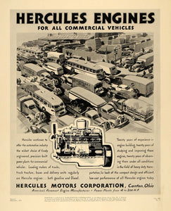 1935 Ad Hercules Motors Engine Manufacturer Vehicles - ORIGINAL ADVERTISING F6A