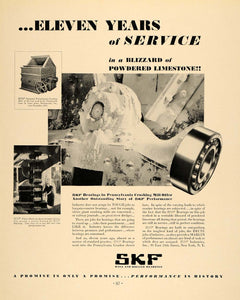 1932 Ad SKF Industry Ball Roller Bearings Crushing Mill - ORIGINAL F6A