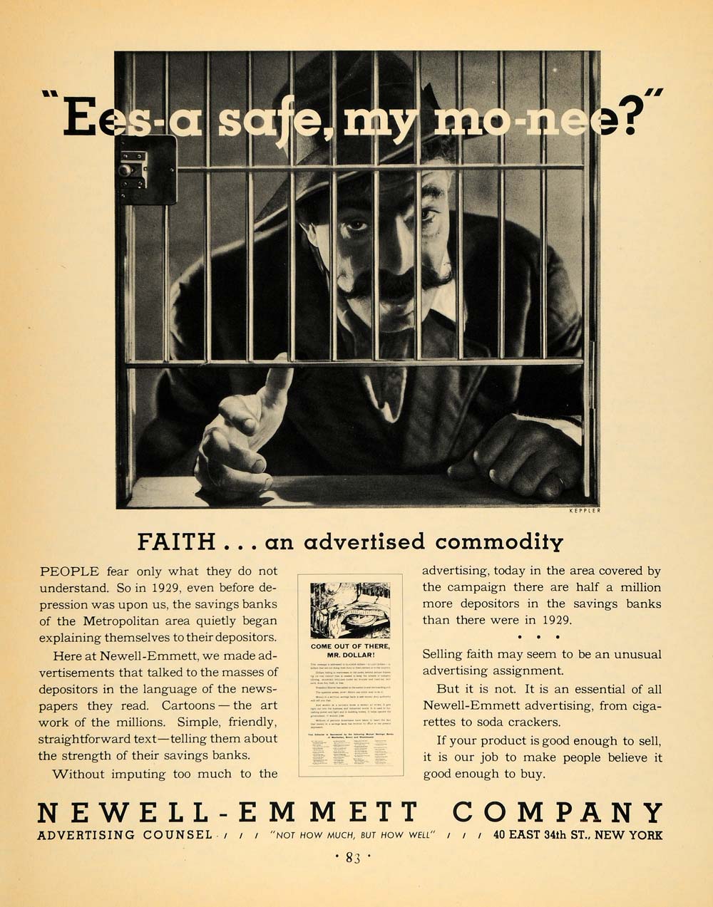 1932 Ad Newell-Emmett Advertising Counsel Banks Keppler - ORIGINAL F6A