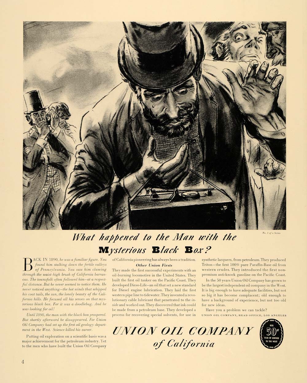 1940 Ad Union Oil California Petroleum Man Black Box - ORIGINAL ADVERTISING F6A