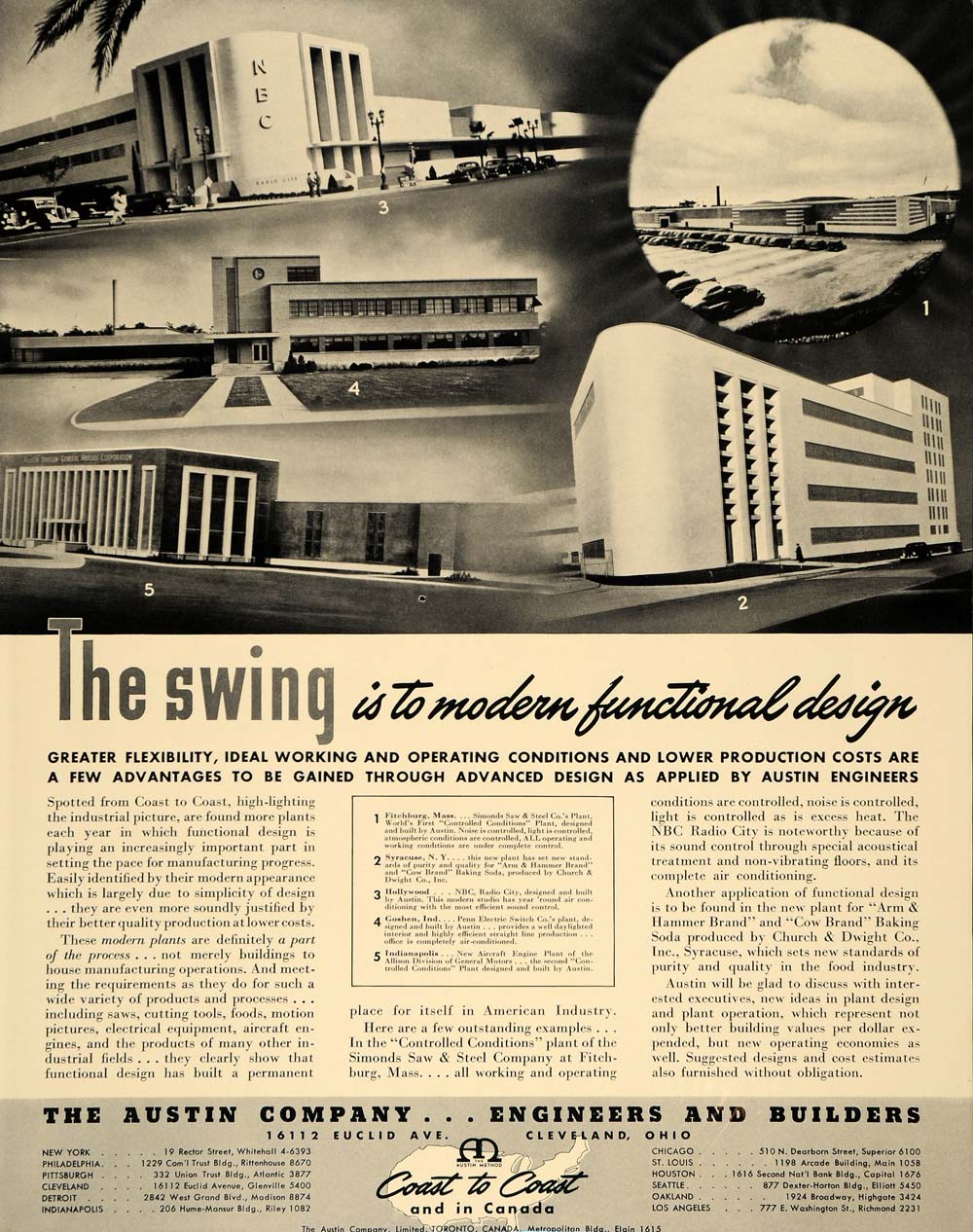 1940 Ad Austin Engineers Builders NBC Radio City Studio - ORIGINAL F6A