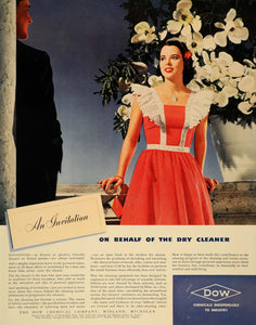 1940 Ad Dow Chemical Dry Cleaner Gardenia Red Dress - ORIGINAL ADVERTISING F6A