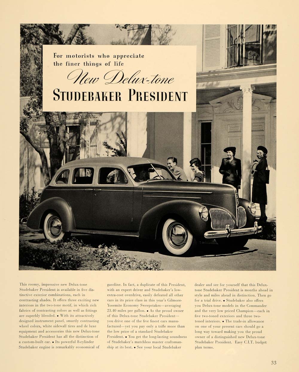 1940 Ad Delux-tone Studebaker President Automobile - ORIGINAL ADVERTISING F6A