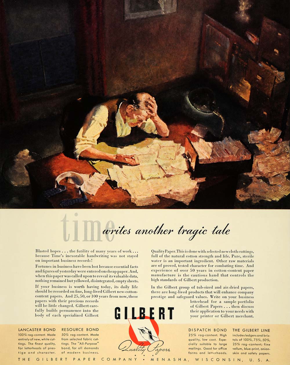 1940 Ad Gilbert Production Paper Office Sheet Charleeon - ORIGINAL F6A