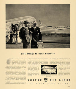 1940 Ad United Air Lines Airway Plane Business Travel - ORIGINAL ADVERTISING F6A