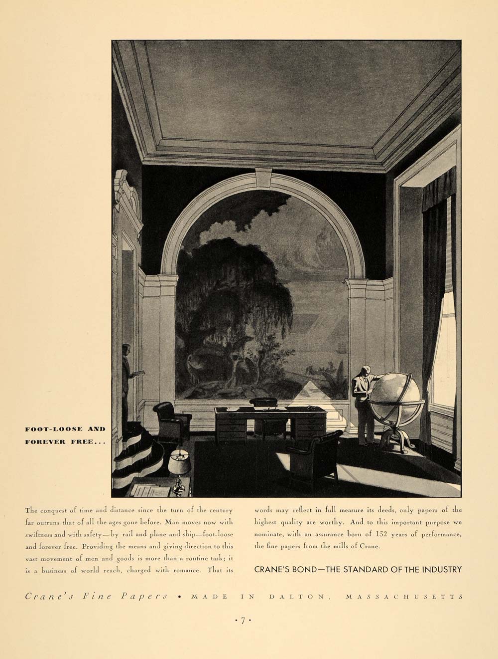 1933 Ad Crane's Fine Papers Bond Dalton Massachusetts - ORIGINAL ADVERTISING F6A