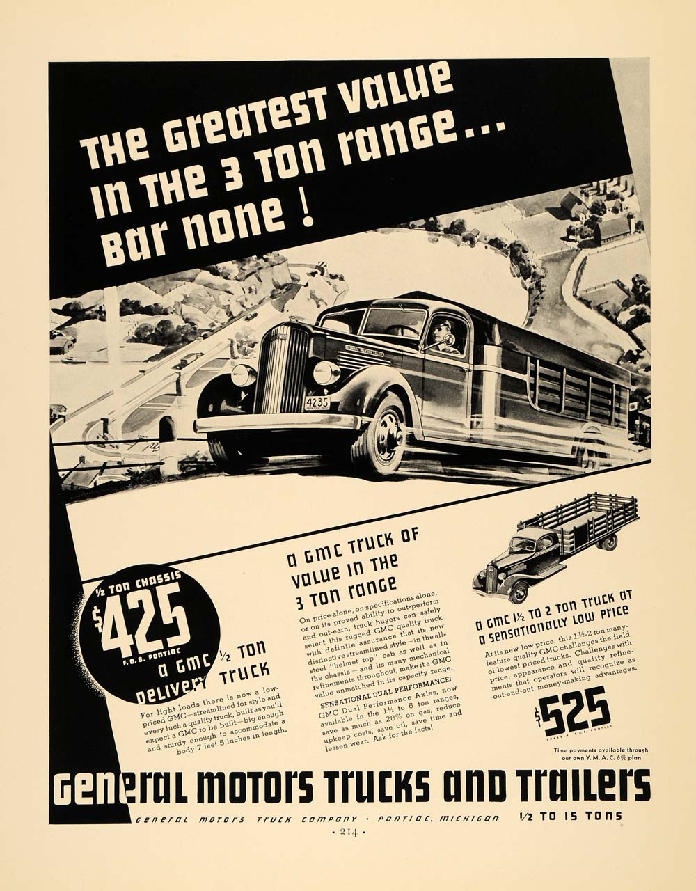 1936 Ad General Motors Trailers Delivery Trucks Pontiac - ORIGINAL F6A