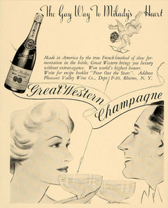 1935 Ad Pleasant Valley Great Western Champagne Cupid - ORIGINAL ADVERTISING F6B