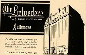 1936 Ad Belvedere Hotel Luxury Lodging Vacation Travel - ORIGINAL F6B