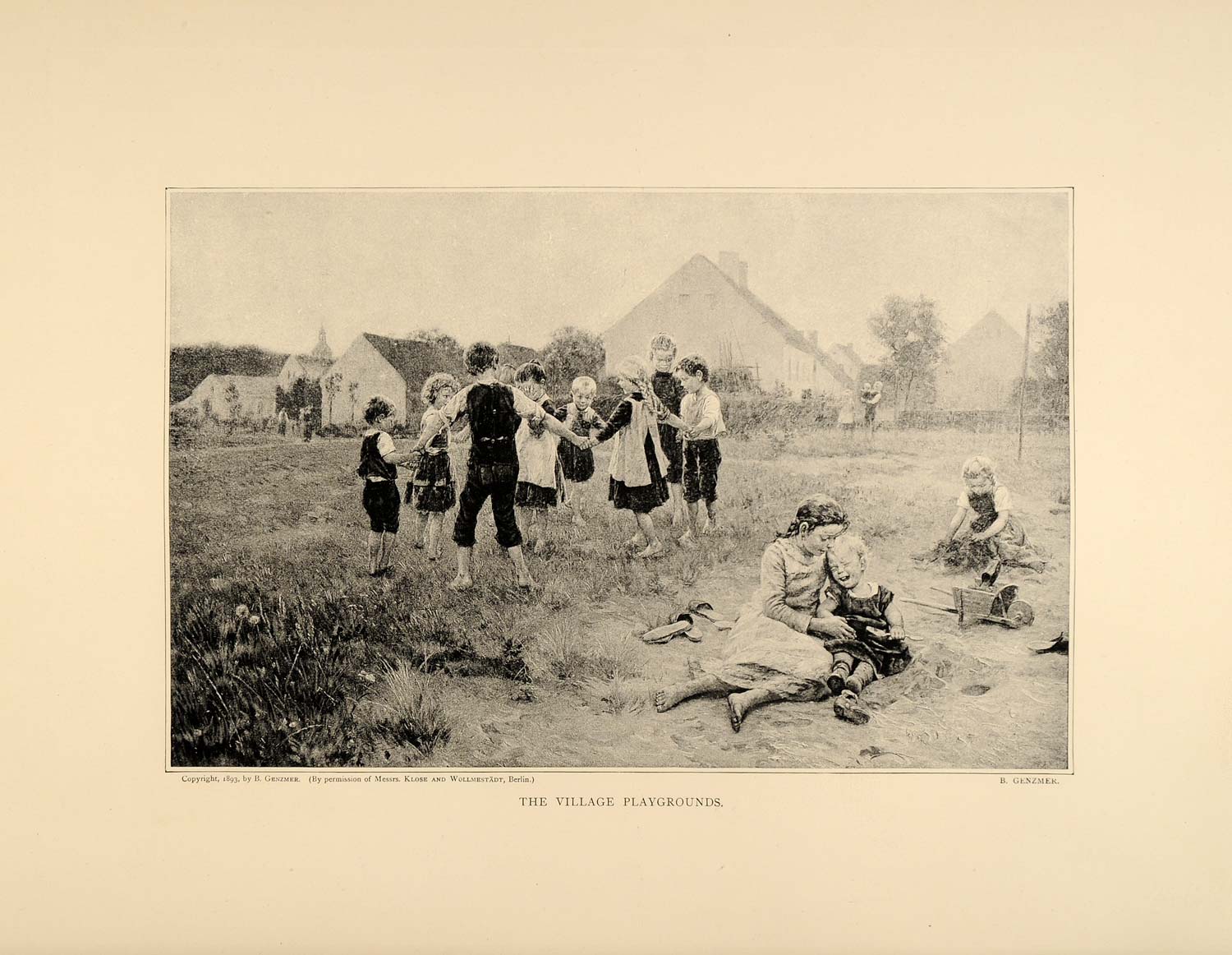 1896 Berthold Genzmer Village Playgrounds Children Game ORIGINAL HISTORIC FAI10