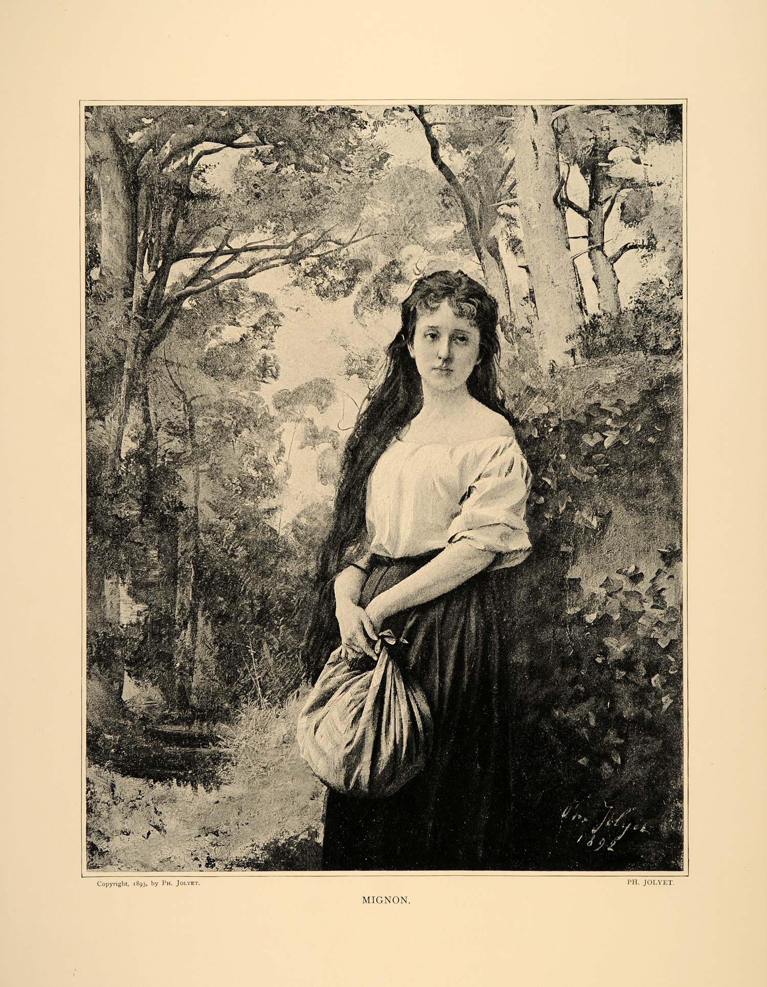 1896 Jolyet Mignon Goethe Wilhelm Meister Woman Woods - ORIGINAL HISTORIC FAI10