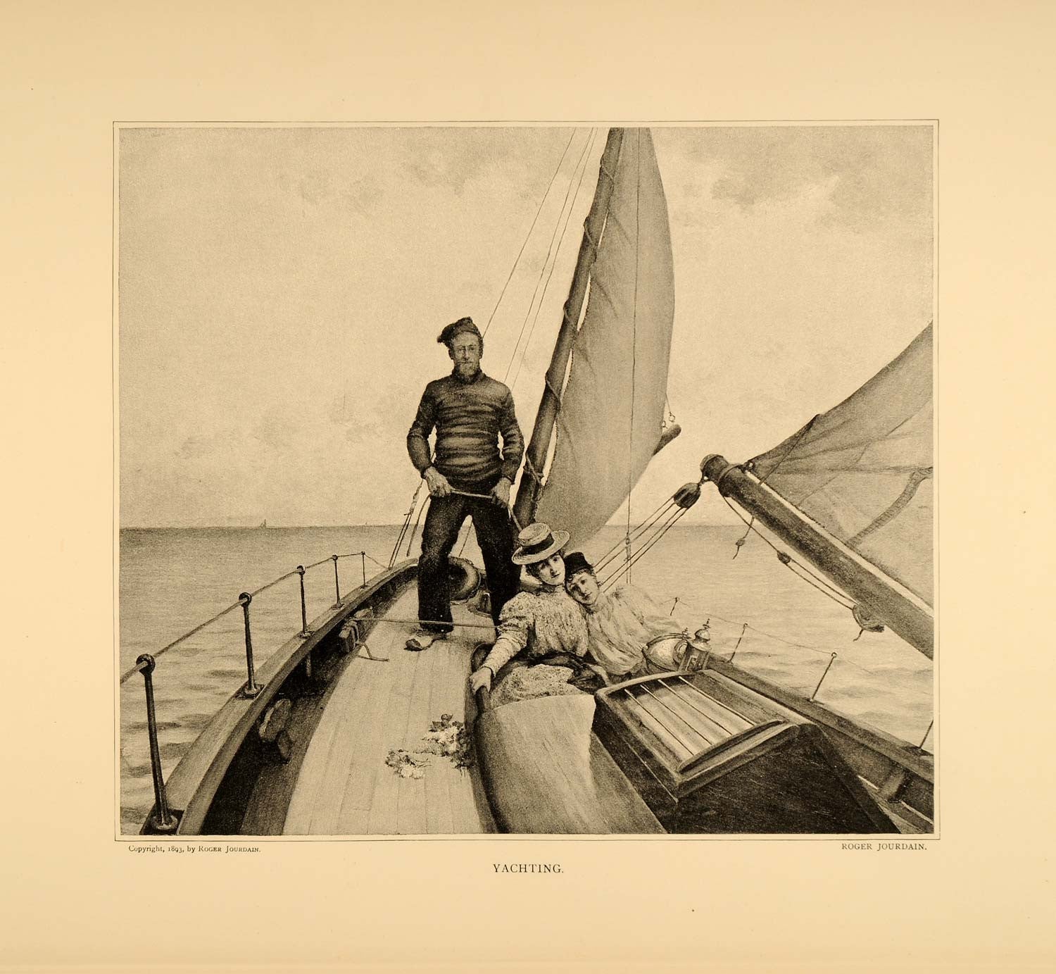1896 Roger Jourdain Yachting Louviers Sisters Helm Art ORIGINAL HISTORIC FAI10 - Period Paper

