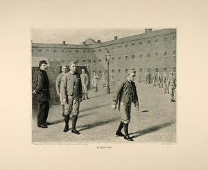 1893 Print Retribution Prison Yard Prisoner Guard Frith ORIGINAL HISTORIC FAI1