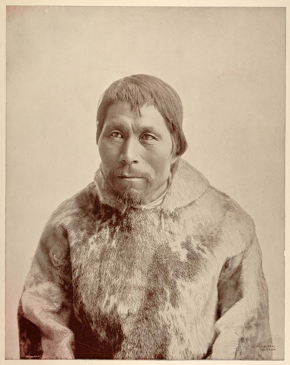 1893 Chicago World's Fair Ethnic Portrait Eskimo Man Labrador Inuit Seal Skin