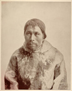 1893 Chicago World's Fair Ethnic Portrait Eskimo Man Labrador Inuit Seal Skin