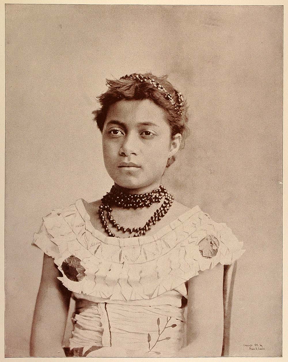 1893 Chicago World's Fair Ethnic Portrait Samoan Girl Costume Dress Historic