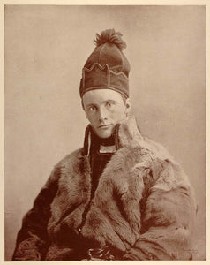 1893 Chicago World's Fair Ethnic Portrait Sami Man Lapland Fur Costume Historic