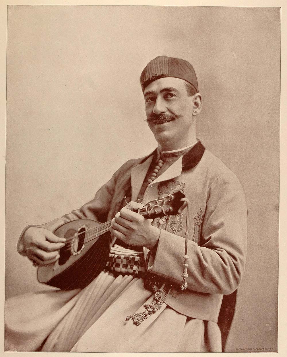 1893 Chicago World's Fair Portrait Algerian Man Oud Musical Instrument Algeria