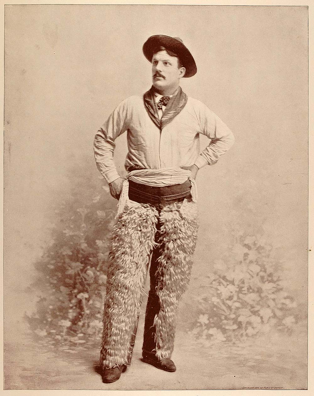 1893 Chicago World's Fair Print American Cowboy Buffalo Bill Rough Rider Chaps