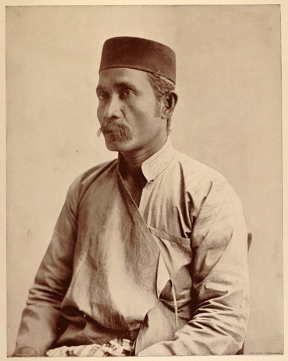1893 Chicago World's Fair Portrait Malay Man Malaysia Costume Hat Historic Image