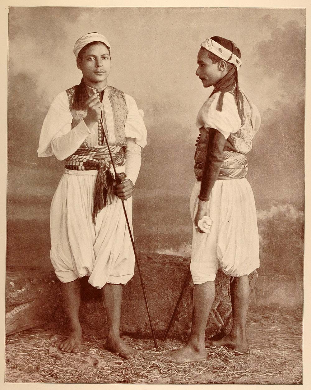 1893 Chicago Worlds Fair Portrait Egyptian Men Costume Midway Plaisance Historic
