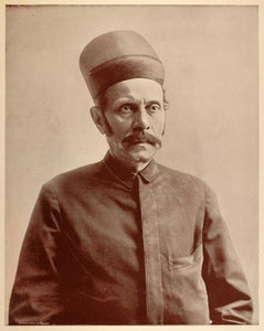 1893 Chicago Worlds Fair Portrait Parsi Man Merchant Bombay India Historic Image