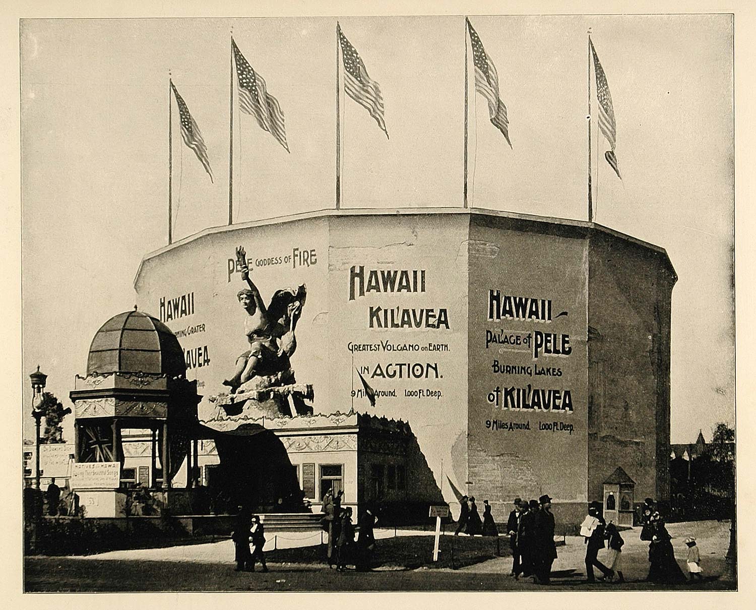 1893 Chicago Worlds Fair Kilauea Volcano Hawaiian Pele ORIGINAL HISTORIC FAI4