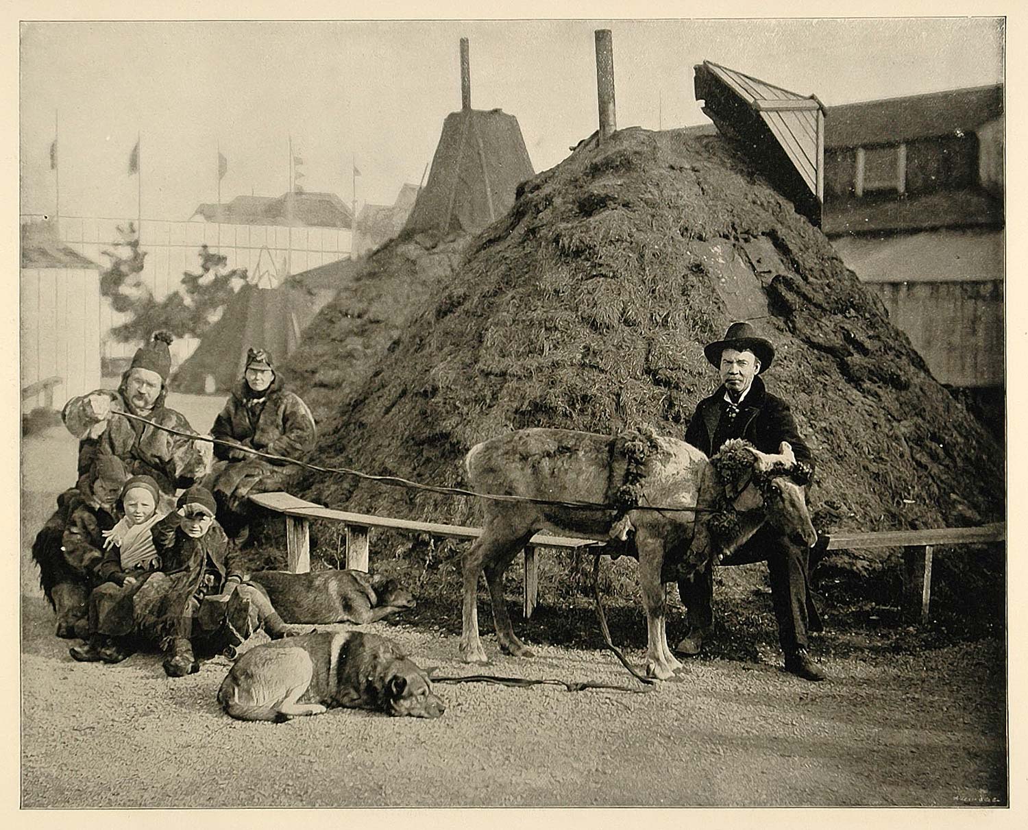 1893 Chicago Worlds Fair Lapland Village Reindeer Huts ORIGINAL HISTORIC FAI4