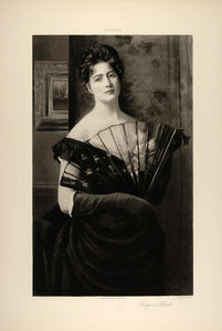 1896 Victorian Lady Fan Portrait Frederick Warren Freer Black FAI5