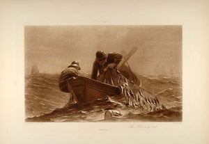 1896 WINSLOW HOMER Herring Net Fishermen Boat Sea RARE! - ORIGINAL FAI5