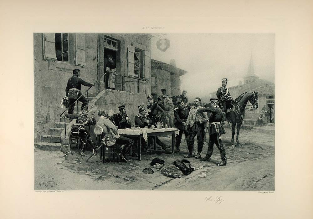 1896 Prussian Uhlans Army Soldiers Spy A. de Neuville - ORIGINAL FAI5