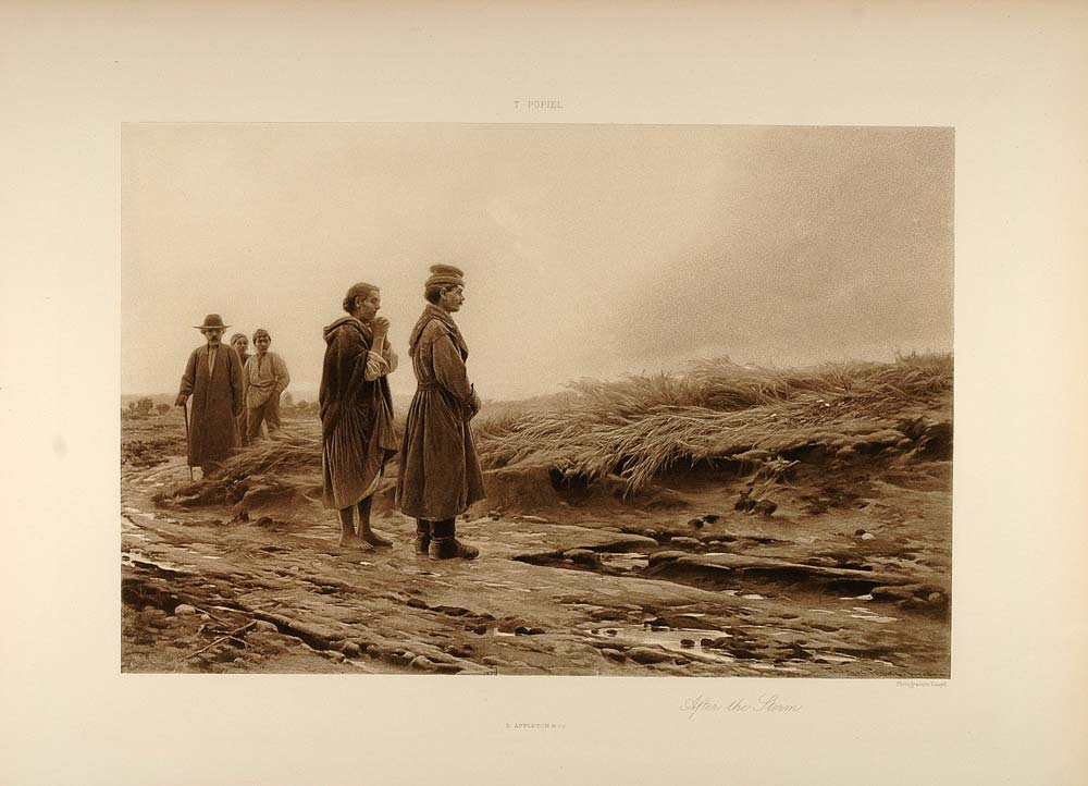 1896 Polish Peasants Farm Field After the Storm Popiel - ORIGINAL FAI5
