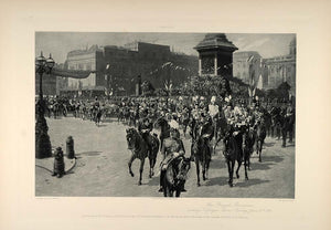 1896 Queen Victoria Jubilee Trafalgar Square London - ORIGINAL PHOTOGRAVURE FAI5