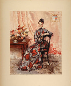 1896 Print Portrait Lady Woman Henri Lucien Doucet - ORIGINAL FAI5