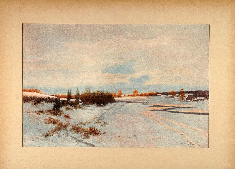 1896 Print Winter Sunset Cape Cod Snow Stephen Parrish - ORIGINAL FAI5