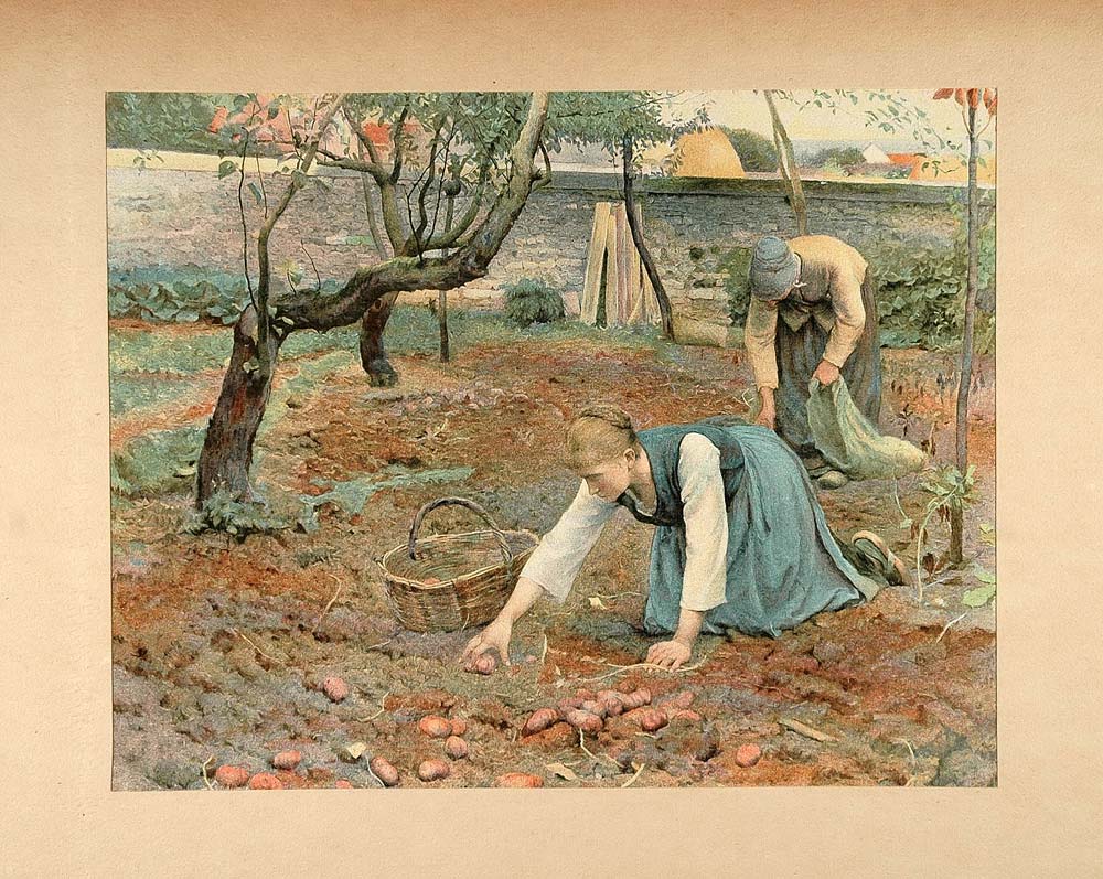 1896 Print Potato Gatherers Normandy Peasants Guy Rose - ORIGINAL FAI5