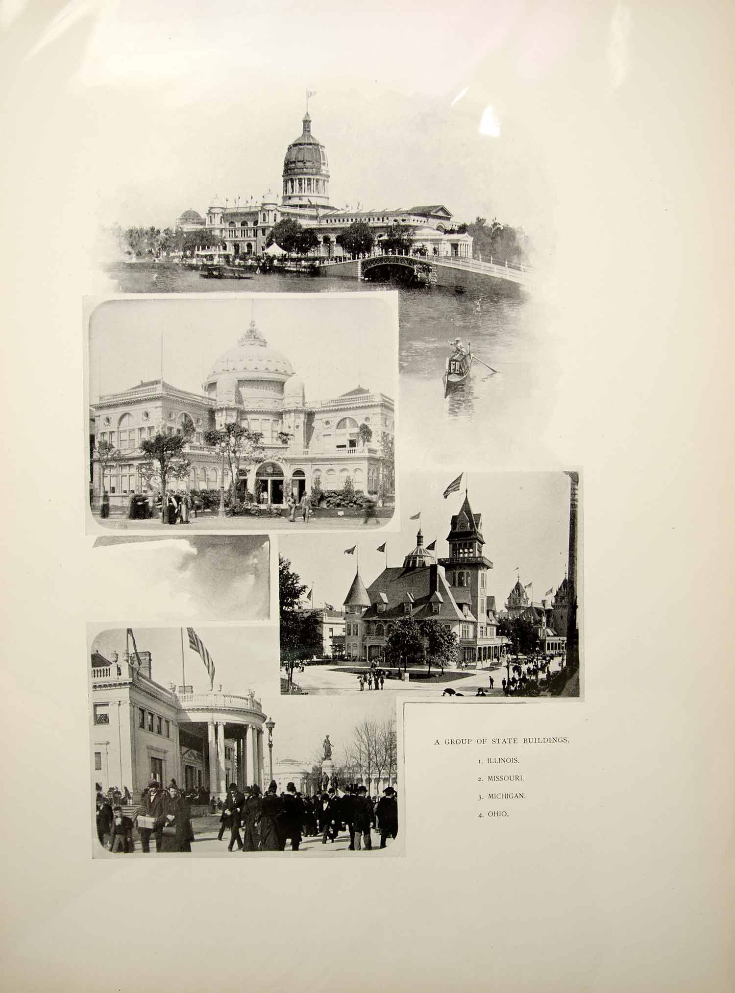 1896 Print 1893 Chicago World's Fair State Buildings Illinois Missouri Ohio FAI7