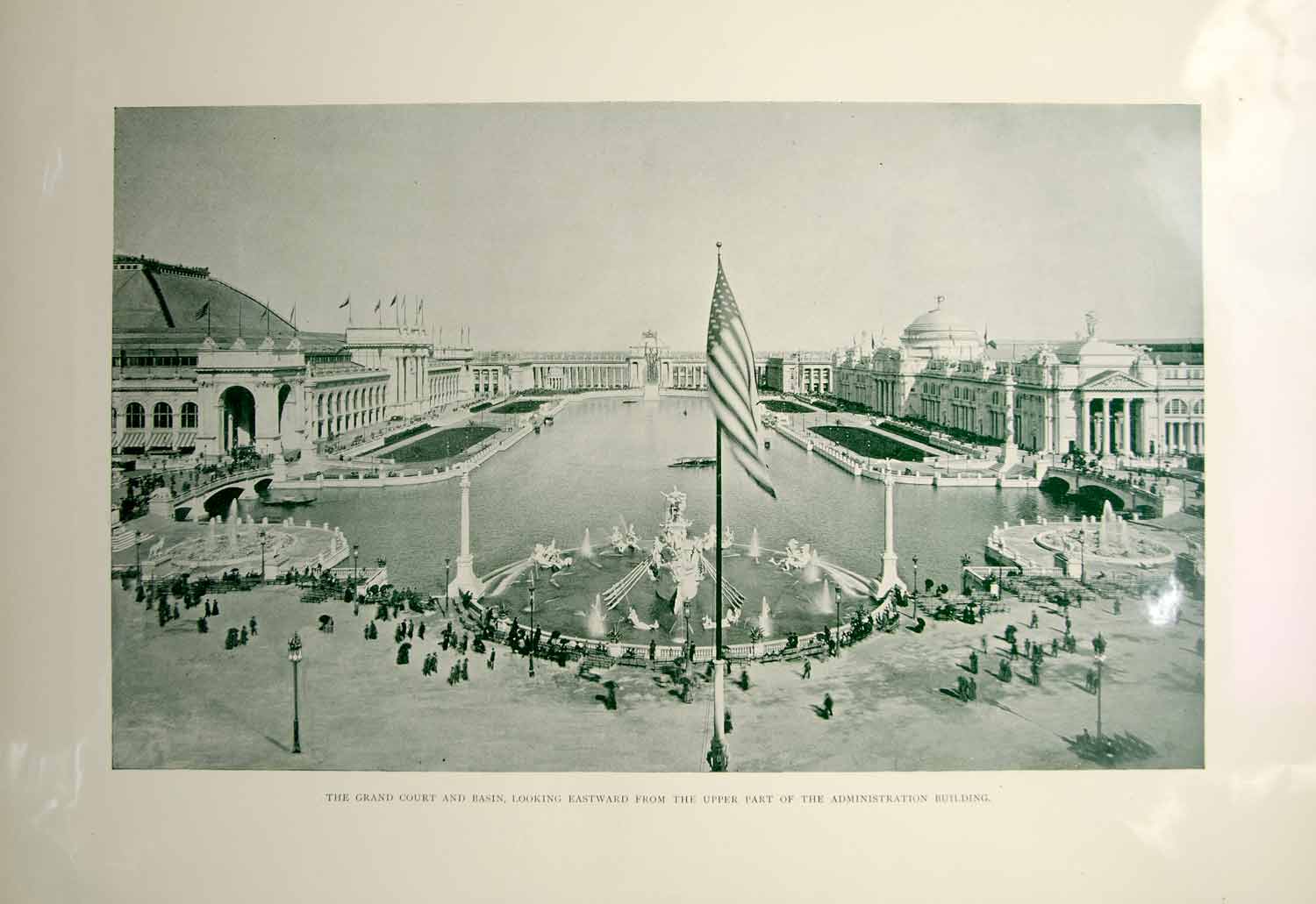 1896 Print 1893 Chicago World's Fair Grand Court Basin White City Buildings FAI7
